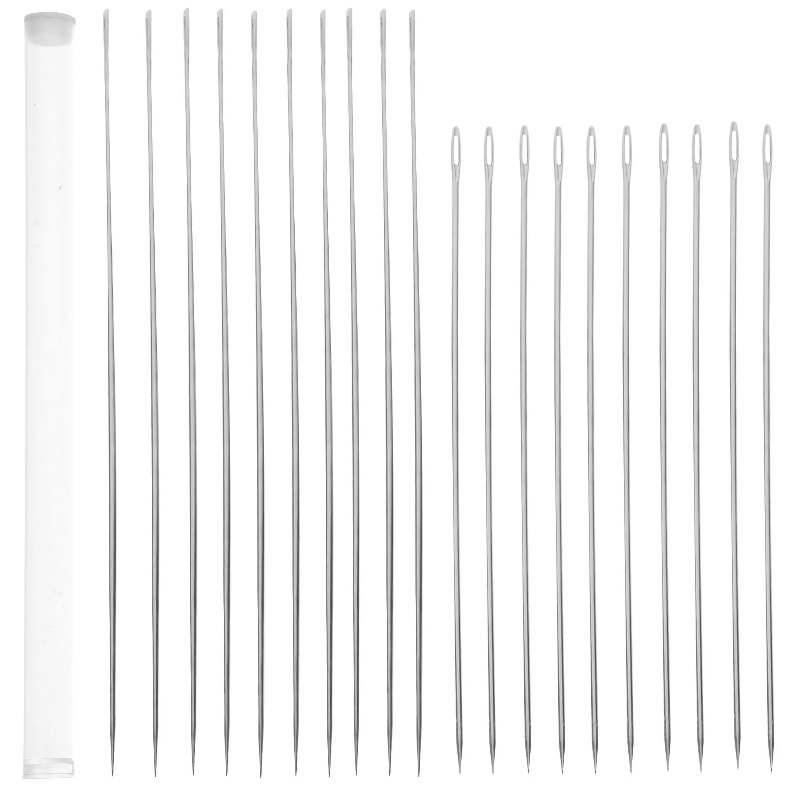 

20Pcs Smooth-Glide Large-Eye Long Stitching Needles 1.6x175mm 1.6x150mm Premium Metal Sewing Craft Needle Kit for Thick Fabric