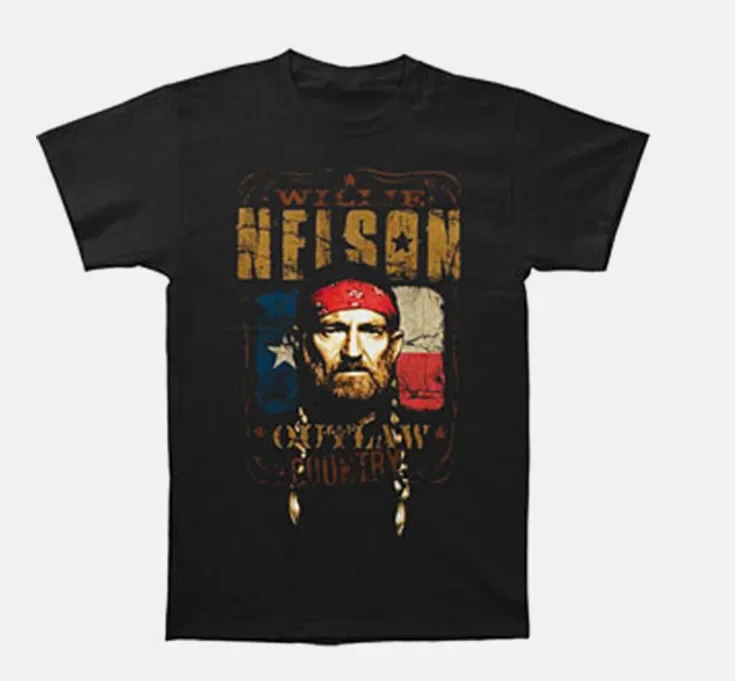 

Willie Nelson With Flag Cotton Unisex Tshirt Gift For Men Women