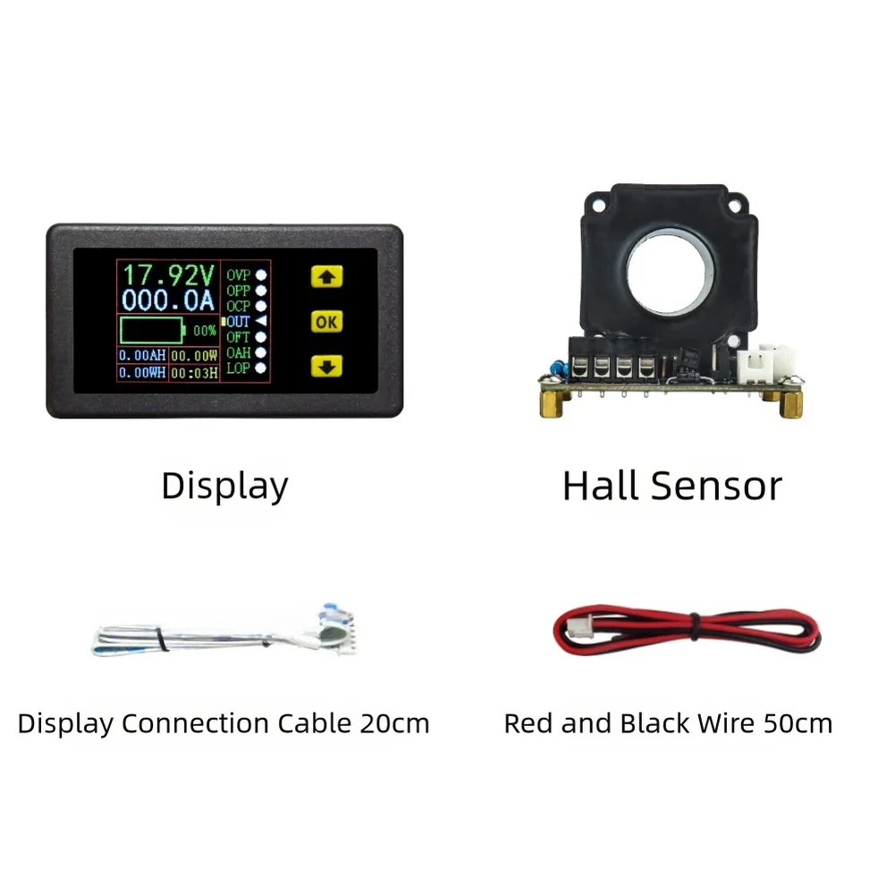 VAC9010H Hall Coulomb Meter Color LCD DC Bidirectional Voltage Current Capacity Tester With Non Invasive Sensor For For Battery