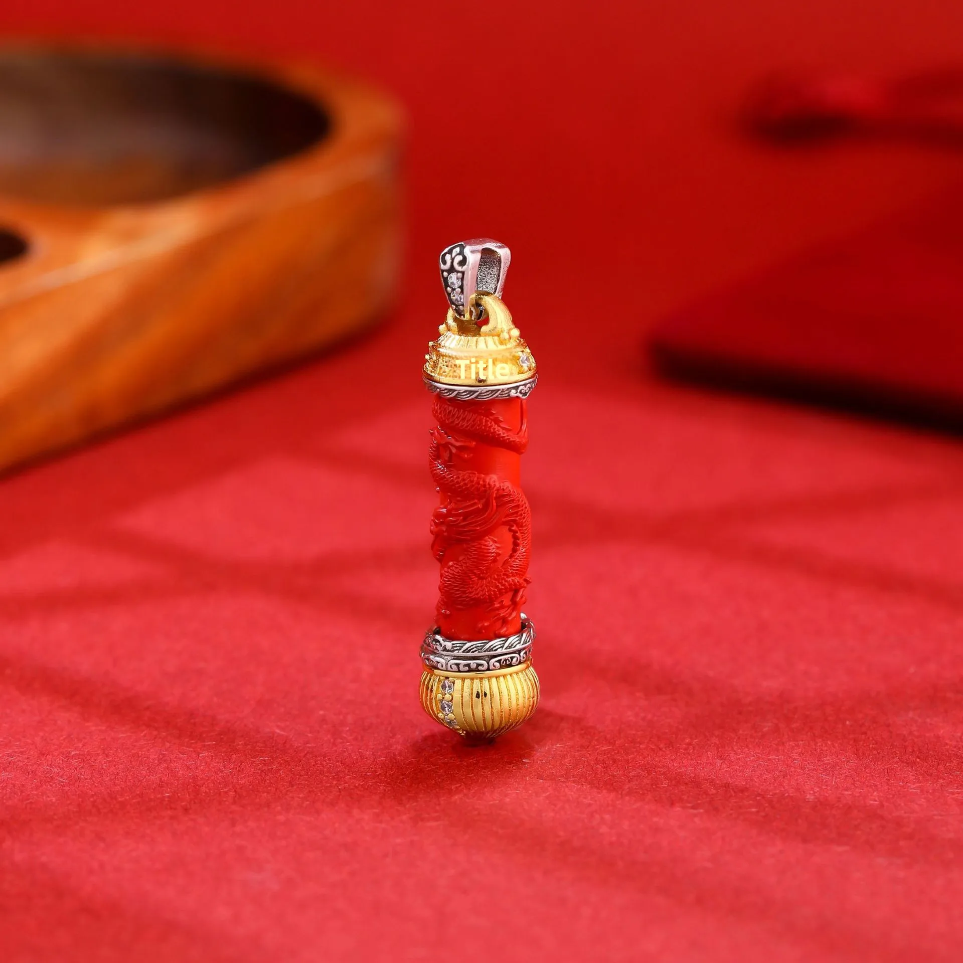 Chinese Style Auspicious Cinnabar Dragon Carved Rotatable Pendant Traditional Blessing Wealth Attracting Good Fortune Unisex Zod