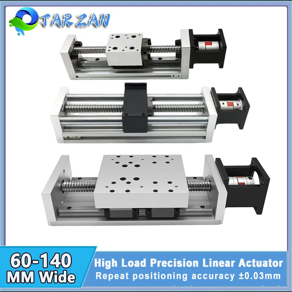 Heavy Duty Ballserew Slide Table High Load Precision Linear Actuator Linear Stage CNC XYZ Axis Table 100KG Load 0.03mm Accuracy