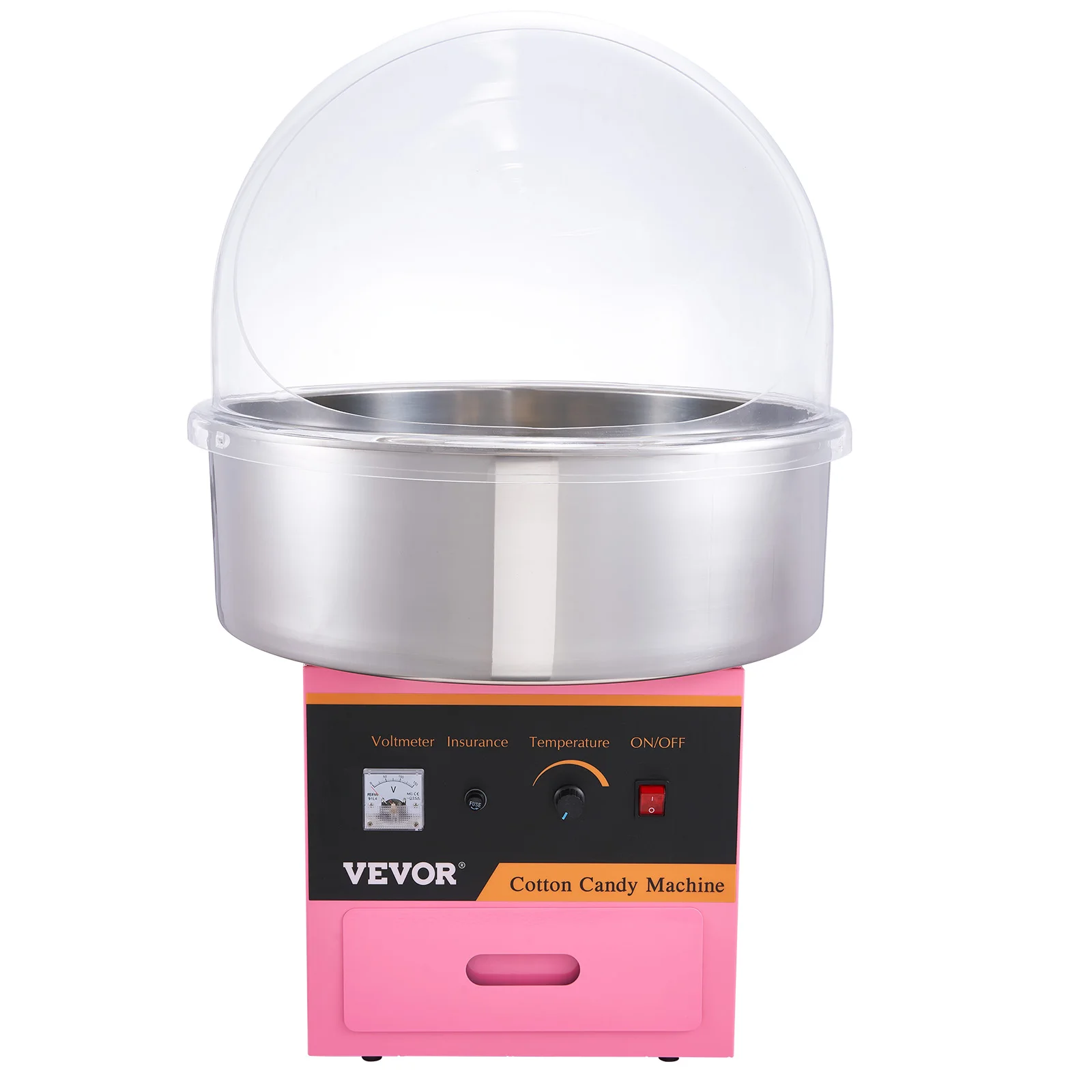 VEVOR Electric Cotton Candy Machine Commercial Floss Maker with Stainless Steel Bowl Sugar Scoop and Drawer for Birthday Party