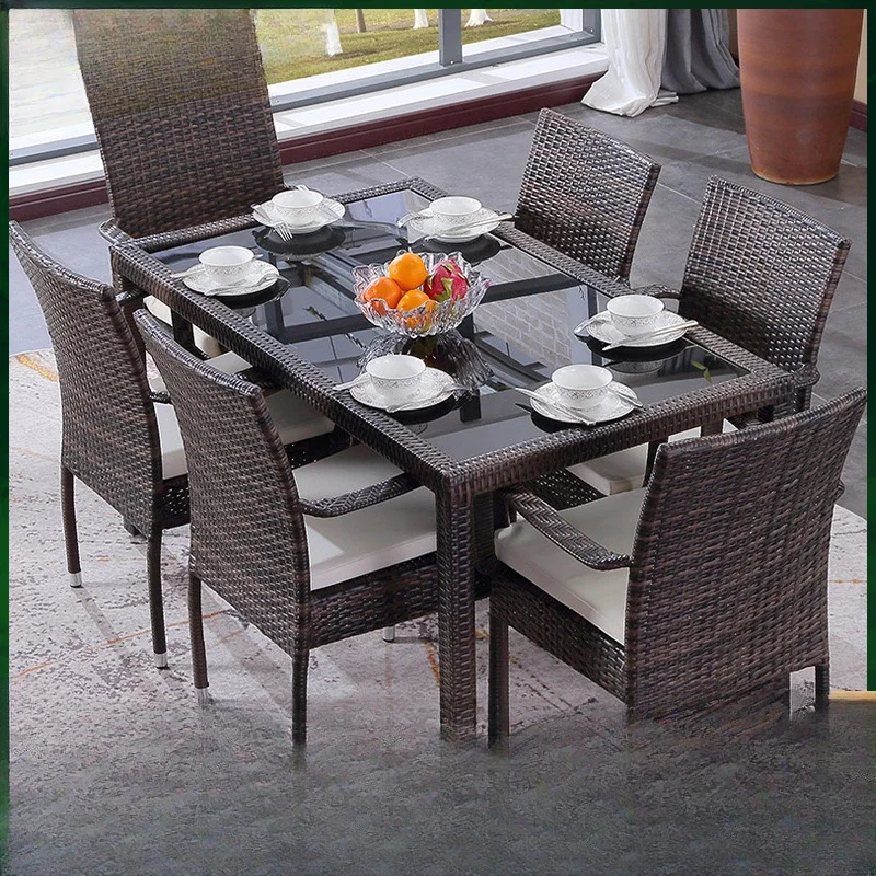 Outdoor rattan tables and chairs patio balcony leisure outdoor furniture garden villa outdoor rattan chair combination