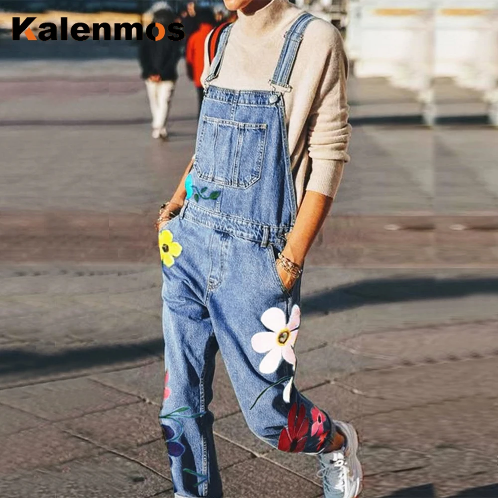 

Denim Jumpsuit Sleeveless Overalls Women summer Floral Pant Long Trouser belt Jeans Romper Jumpsuits High Waist Pant Pocket 2020