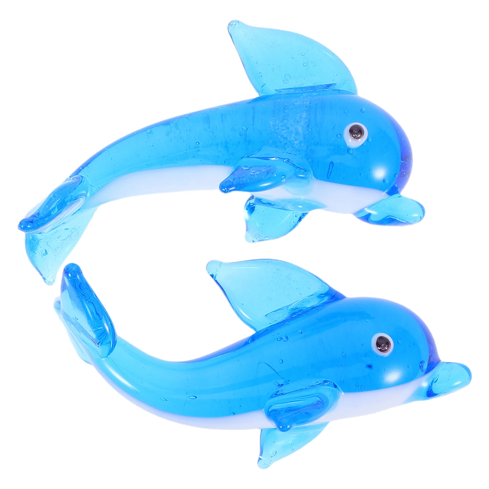 

2Pcs Glass Dolphin Sculpture Home Decoration Smooth Surface Artistic Sea Animal Desktop Ornament Unique Tabletop Craft