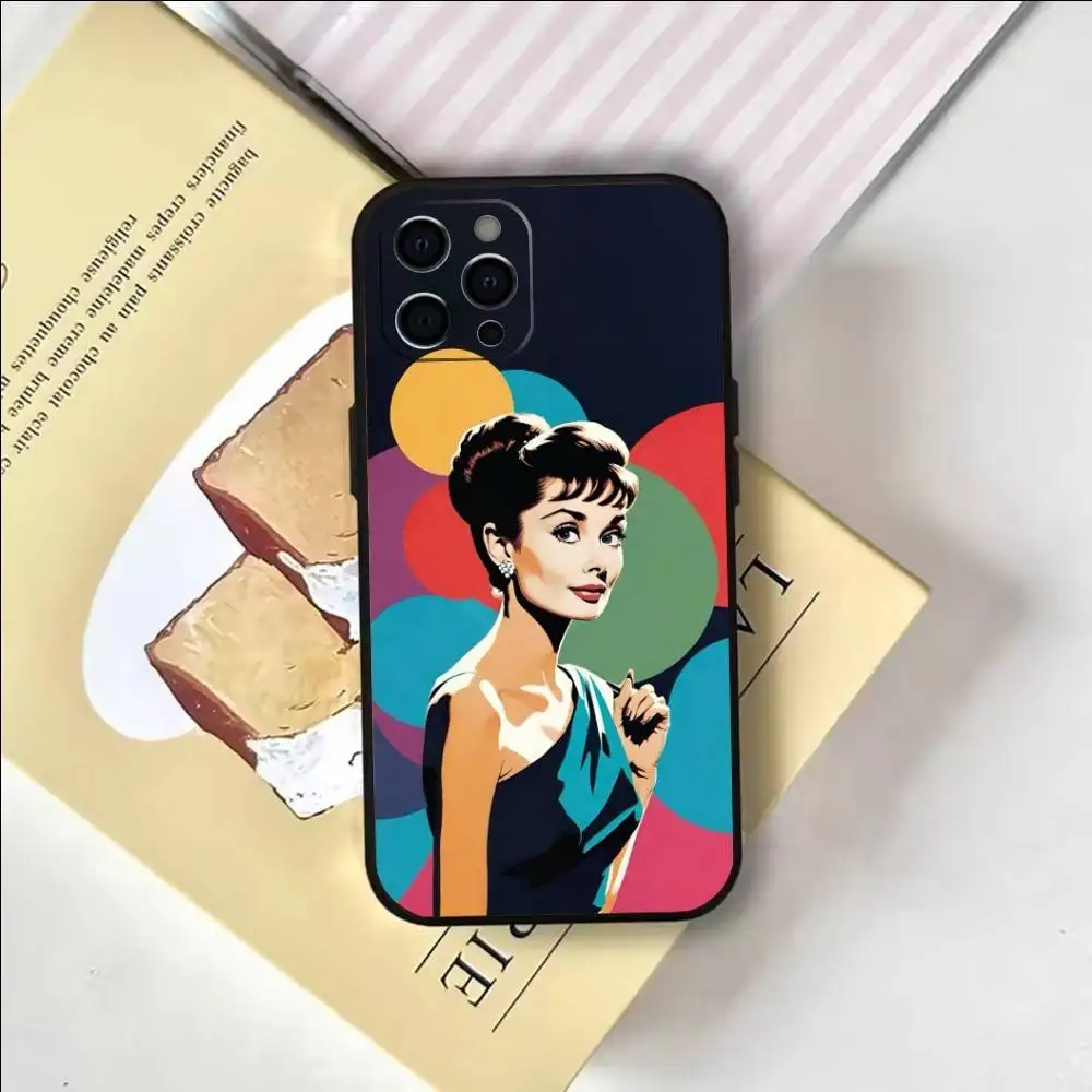 حافظة هاتف أودري هيبورن لهاتف آيفون 17,16,15,14,13,12,11 Plus,Pro,Max,XS غطاء ناعم من السيليكون