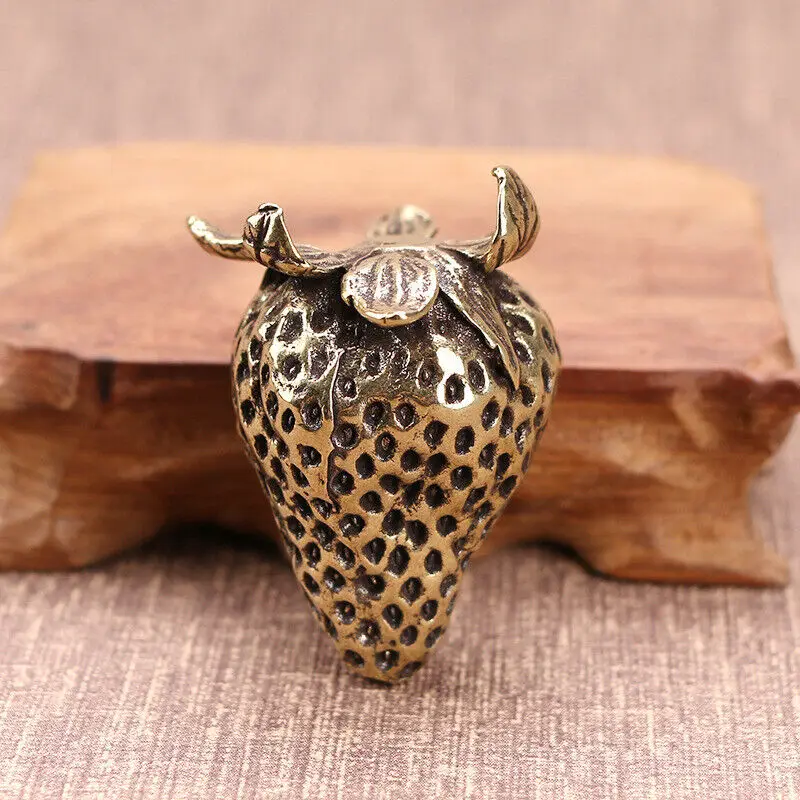 Brass Strawberry Figurine  Small Statue Home Ornaments Fruits Figurines Gift