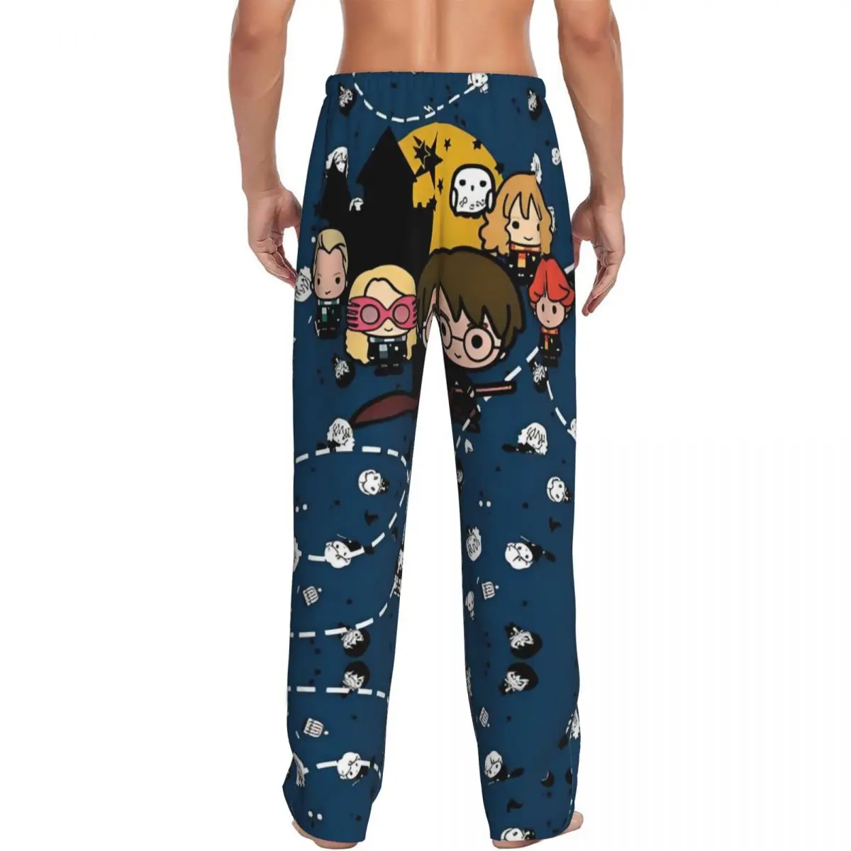 Custom H-Harrys Pajama Pants for Men Magic School Lounge Sleep Drawstring Sleepwear Bottoms with Pockets