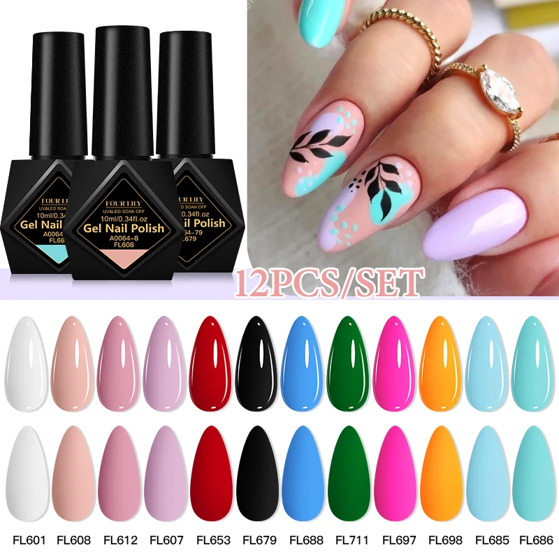

12pcs 10ml Gel Nail Polish Set Pink Red Semi Permanent Soak Off UV Gel Varnish For Nail Art Decoration Manicure Nail Supplies
