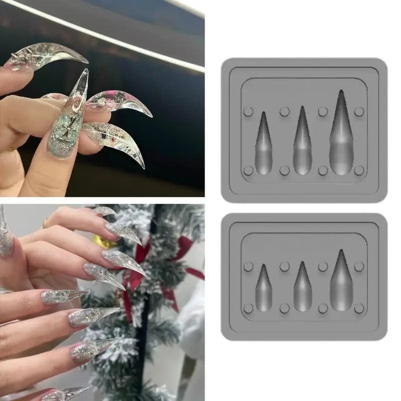 Silicone Nail Art Mold DIY Transparent Mold Of The Sharp Dragon Claws Series Long Short Dragon Claw Nail Art Mold