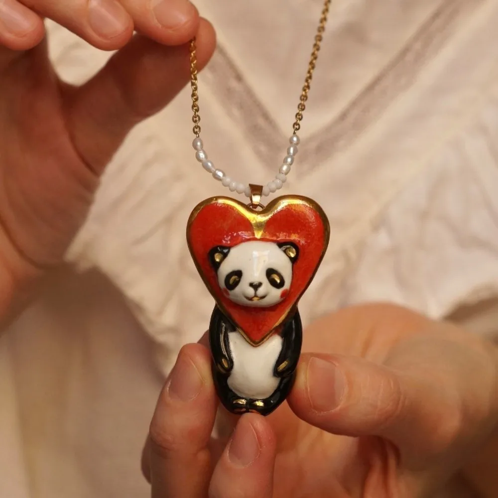 Rabbit Cartoon Circus Animal Sweater Chain Vintage Copper Childishness Necklace Beads Adorable Clavicle Necklace Daily Wear