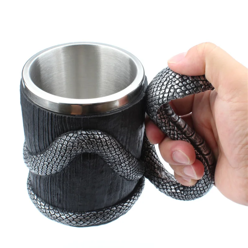 

AA76-Viking Style Beer Mug, Double Wall Insulated Drinking Cup, Metal Interior, Ideal For Hot And Cold Beverages
