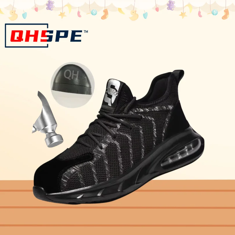 

Men's Steel Toe Summer Work Boots - Anti-Puncture Air Cushion Safety Shoes, Breathable Industrial Safety Footwear 2025
