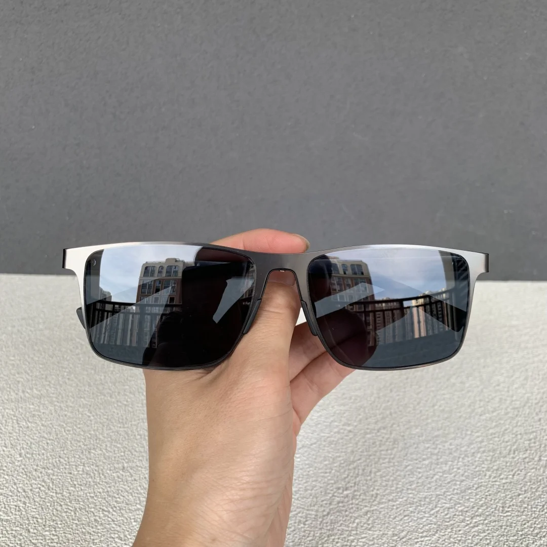 Vintage Oversized Polarized Sunglasses Men Luxury Designer Rectangle Sun Glasses High Quality Nylon Lens Outdoor Driving Shades