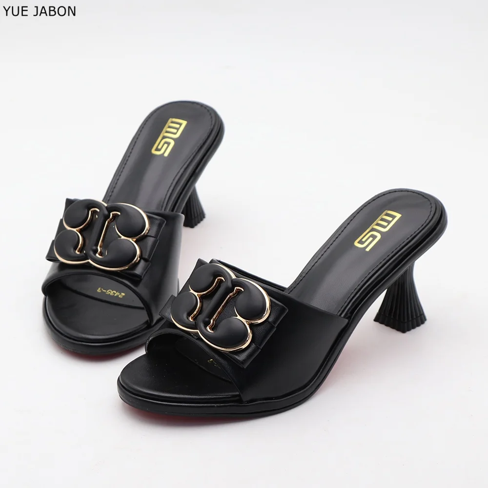

Black Women's slippers summer shoes Wear Beach Ladies High Heel Slippers 2026 New Elegant Sexy Point Toe Office Women's Slippers
