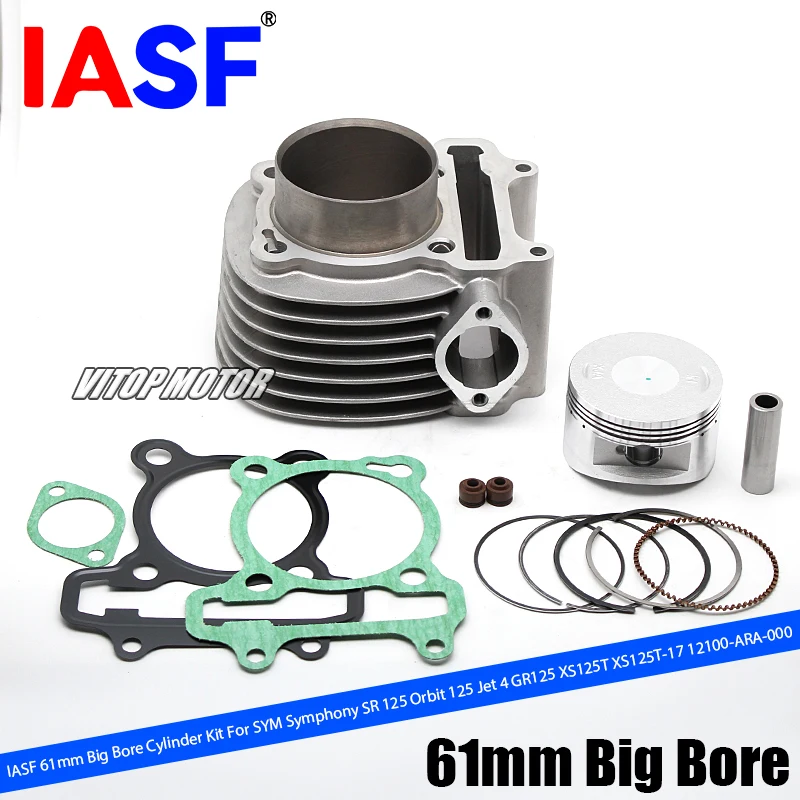 

IASF 61mm Big Bore Cylinder Kit For SYM Symphony SR 125 Orbit 125 Jet 4 GR125 XS125T XS125T-17 12100-ARA-000