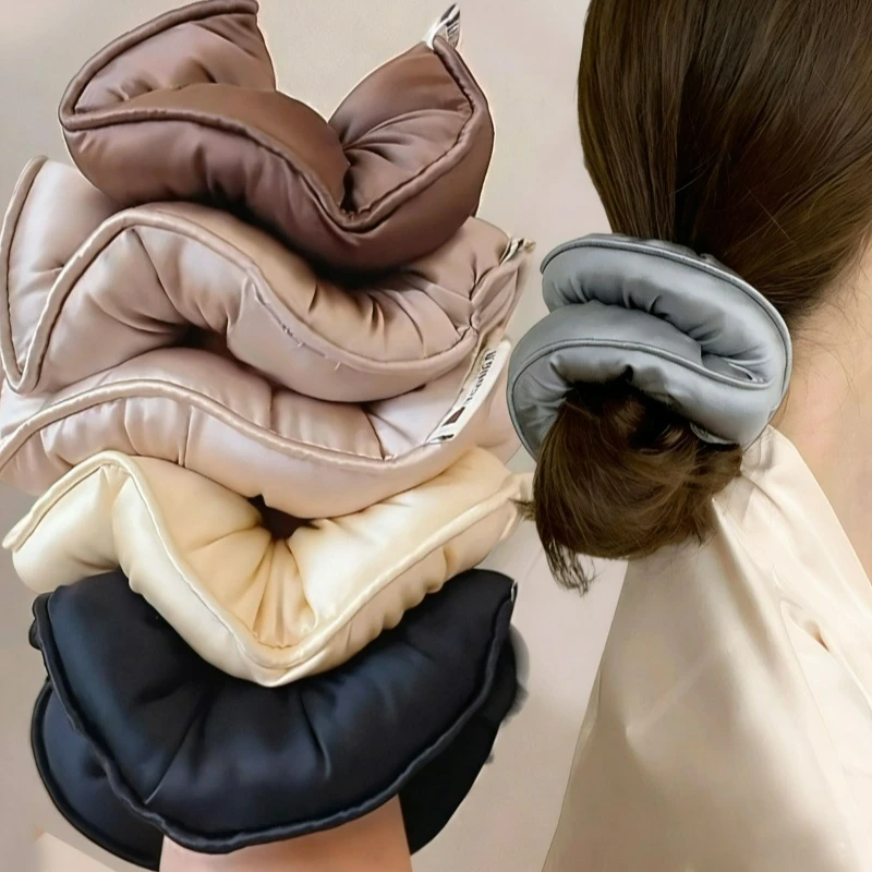 

Solid Satin Sleeping Ponytail Holder Girls Filled Cotton Big Bands Women Sponge Ponytail Holder Hair Accessories Hair Ties