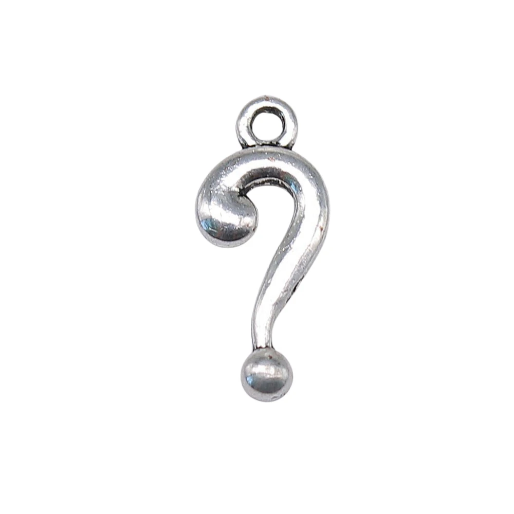 20pcs/lot 18x8mm Question Mark Charms For Jewelry Making Antique Silver Color 0.71x0.31inch