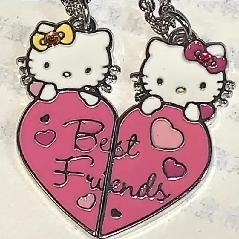 Cartoon Sanrioed Hello Kitty Couple Necklace Cute Clavicle Chain Ins Style Sweater Chain Birthday Gift Best Friend Pendant Gift