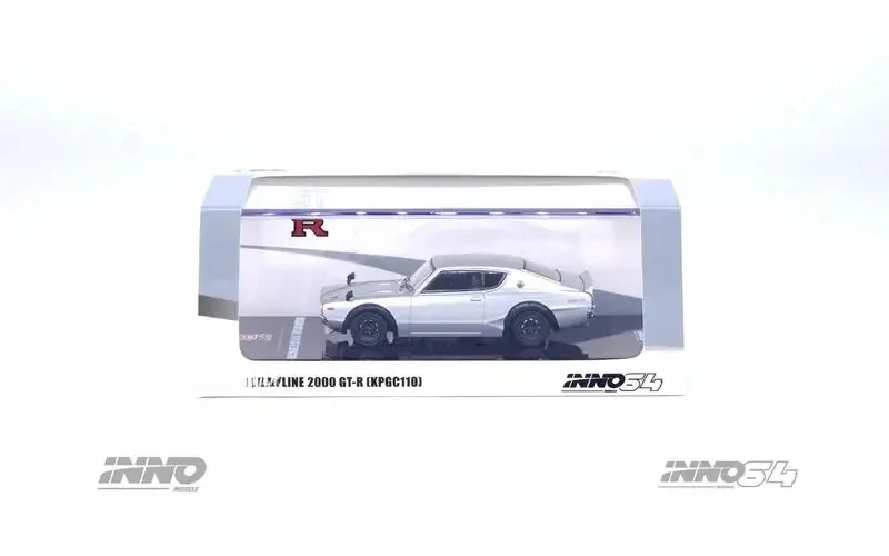 INNO 1:64 SKYLINE 2000 GT-R (KPGC110) نموذج سيارة فضي Diecast