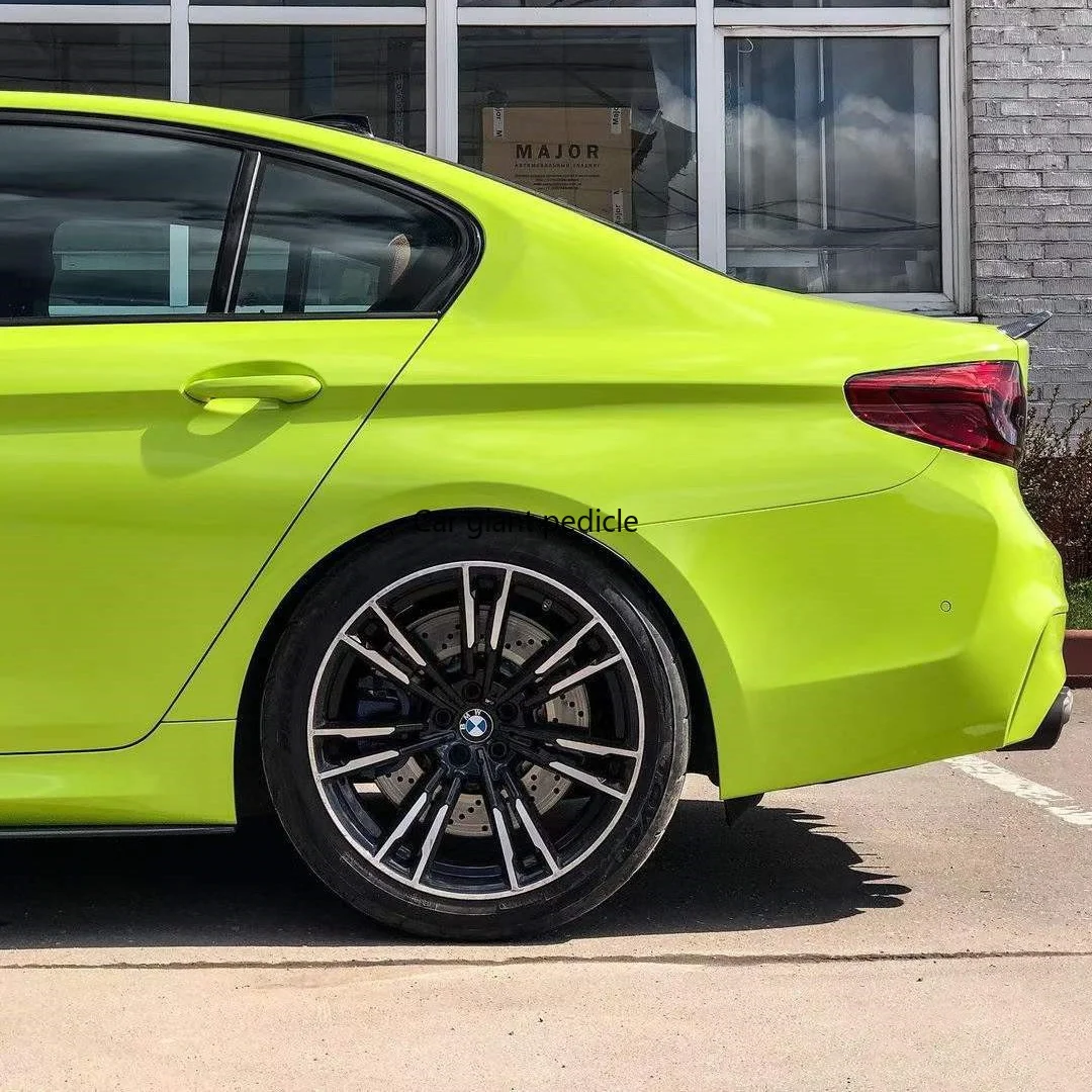 Highest qualityGloss Fluorescence Yellow vinyl Wrap Film Car Wrap Film Non degumming Non fading quality Warranty 1.52M*17M roll