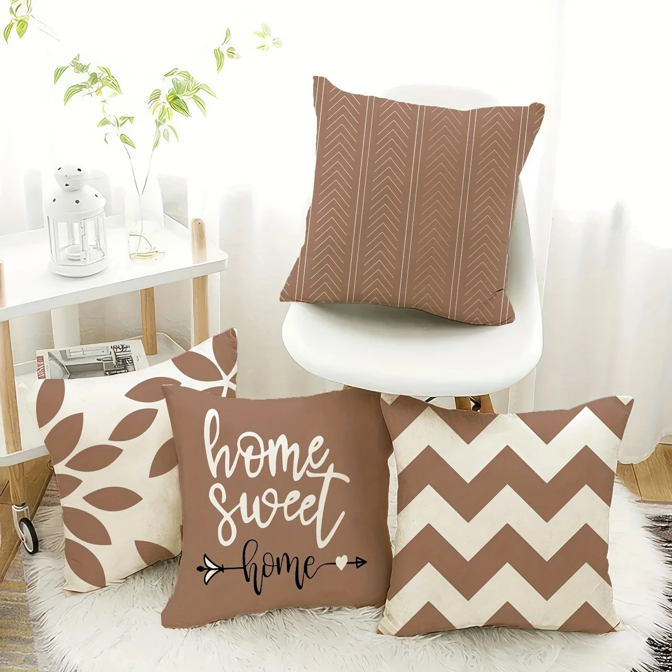Brown geometric printed pillowcase modern minimalist home furnishing room decoration living room sofa chair cushion cover