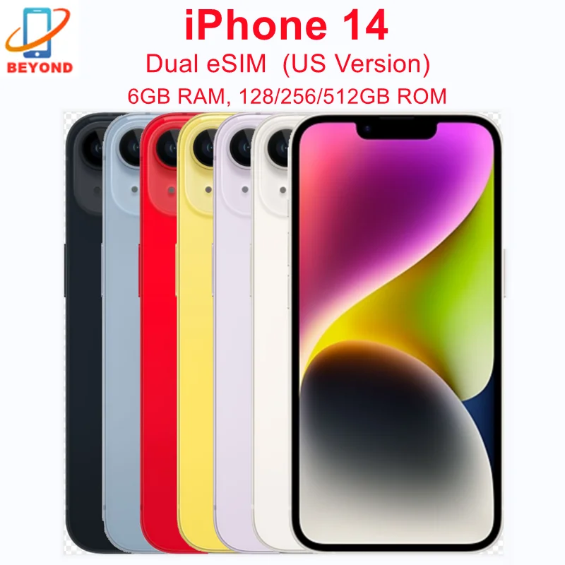 �y�Z�[�����zApple iPhone 14 128/256/512GB ROM 6GB RAM 6.1�C���` ���� Super Retina OLED Face ID NFC A15 5G �g�ѓd�b �����W��