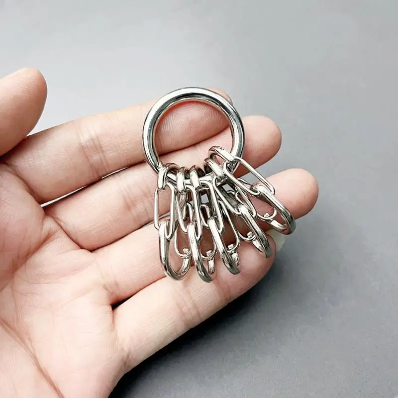 Metal O Ring Spring Clasps With 5pcs Hook Buckles For DIY Openable Round Carabiner Keychain Clips Hook Buckles Accessories