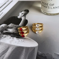 3 stone statement rings stainless steel chunky rings for women tarnish free jewelry waterproof new in jewelry for 2023