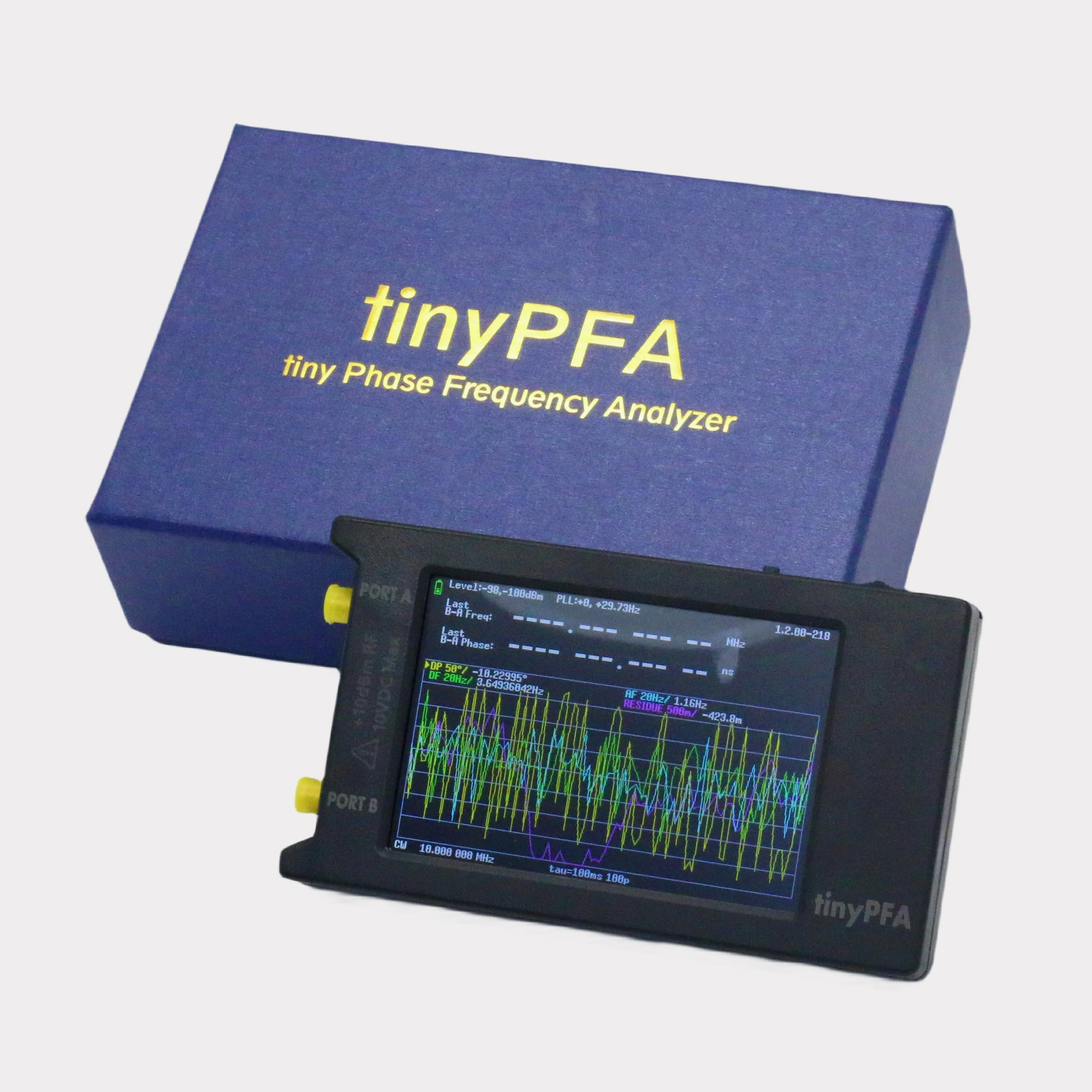 4“ TinyPFA Portable Phase Frequency Analyzer Tester 1MHz-300MHz Two Input Signals Testing of Oscillator/Clock Source