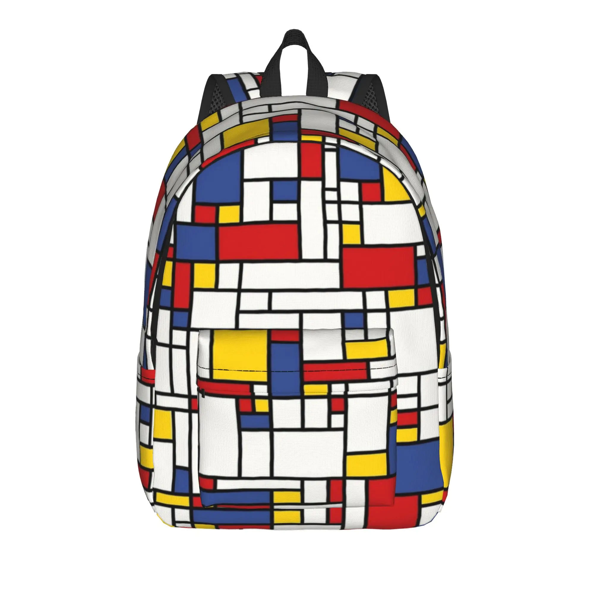 Piet Mondrian Abstract Pop 1960s Red Blue Backpack  Daily Backpacks Teen Casual School Bags High Quality Large Rucksack