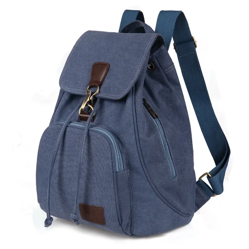 Vintage Canvas Backpack Women's Pure Cotton School Bag Travel Laptop Shoulder Bag Multi-Purpose Drawstring Bag for Men/Women