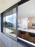 Sixinalu 1.2x2m Sliding Window Thermal Break 76mm Black Aluminum Alloy Double-glazed 2 Panels Window Modern Custom Home Decor
