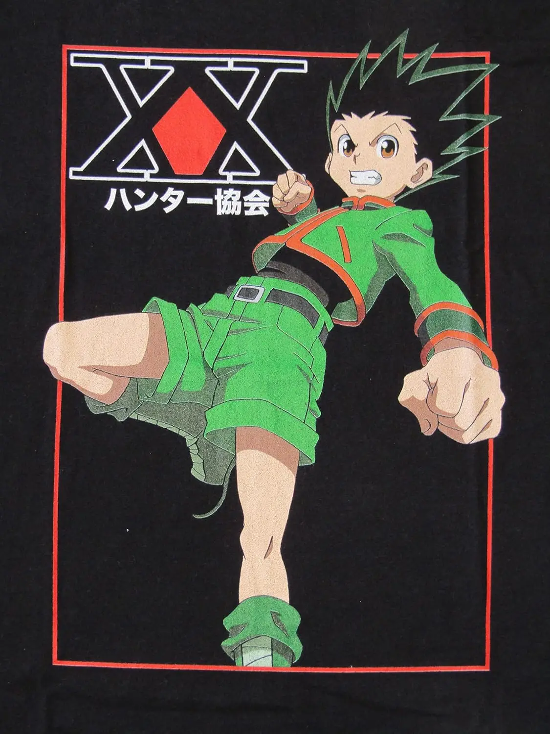 Hunter X Hunter Gon Freecss Punch and Kanji Logo Men's Black Tshirt