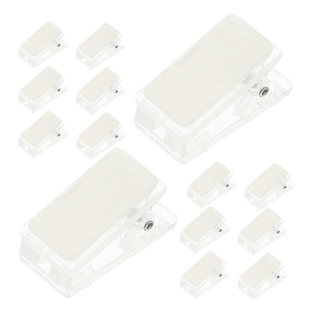 60 Pcs ID Holder Clips for Name Badge Self Adhesive Spring Small Clear Sticky Acrylic