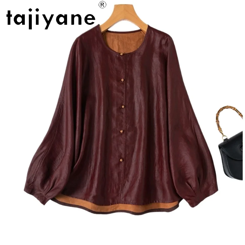 

TAJIYANE 100% Натуральная шелковая блузка из тутового шелкопряда для женщин, рубашка с рукавами «летучая мышь» Xiangyun Sha, свободный весенний топ, женская одежда 2026