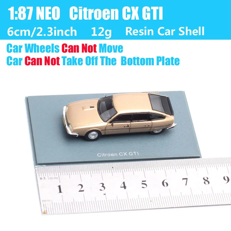 NEO 1/87 Scale Tiny Citroen CX GTI Sports Car Model Resin Toy Vehicles Gold Acrylic Box Gift Miniature Replicas Hobby Collection