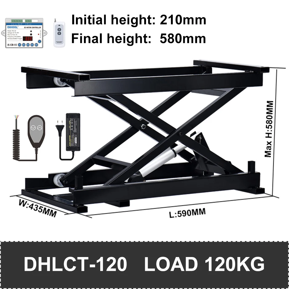 Imagem -03 - Mesa de Chá da Plataforma de Levantamento Elétrica Elevação da Altura Ajustável Controlo a Distância Movimentação do Motor Quadro do Ferro 60 kg 120 kg 150kg