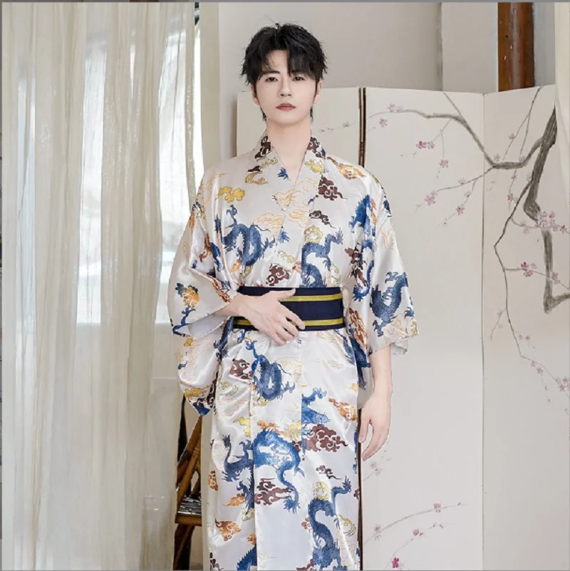 2026 New Fashion Chinese Style Men's Robe Gown High Quality Satin Long Pajamas Loose Comfortable Bathrobe Home Sleeping Robes view 5
