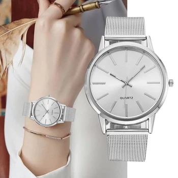 Luxe dameshorloges 2023 nieuwe stijlvolle zilveren minimalistische zakelijke dames quartz horloge ademend leer stalen klok Reloj Mujer