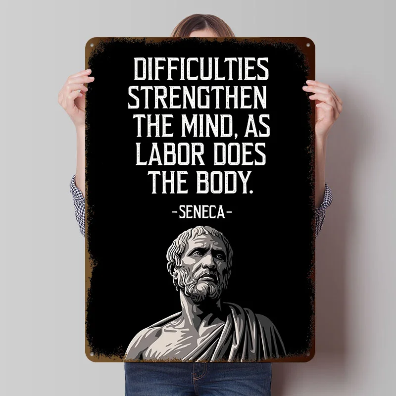 Seneca Stoic Zitat „Stärke des Geistes“ – Bedrucktes Poster, personalisierte Wandkunst, Retro-Vintage-Metallschilder für Innenausstattung