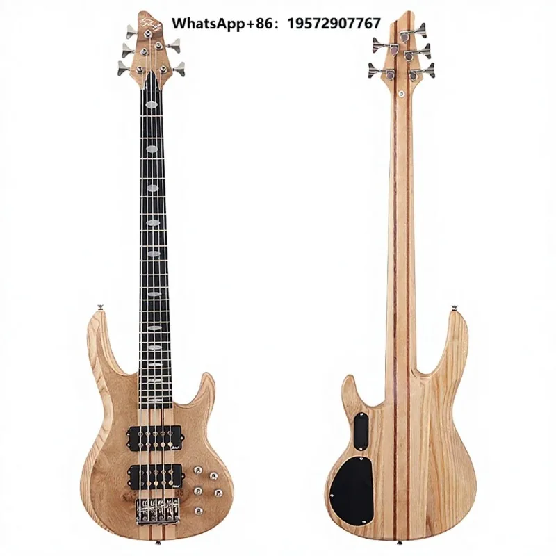 43-inch 5-string Conjoined Electric Bass Tree Pomegranate Sticker Water Curve Backboard Technological Wood Fretboard Active