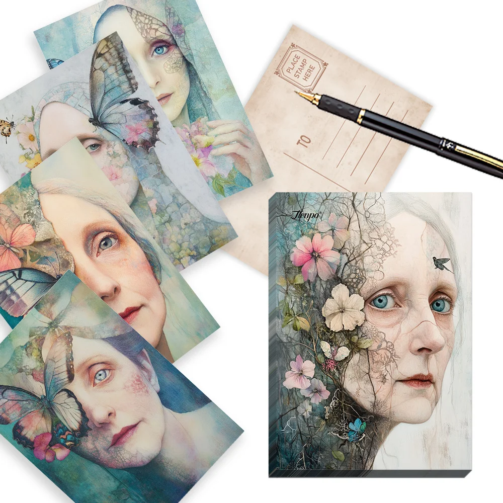 

32pcs, Flower Butterfly Goddess postcards, decoration/greeting cards/postcards, high-precision printing, collectible and mailed