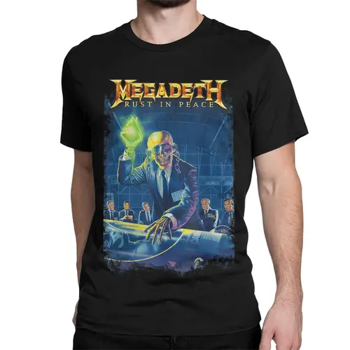 Imagen 2 del producto Novedad Rust In Peace Metal Rock Band camisetas hombres mujeres cuello redondo 100% Camiseta de algodón Megadeths camisetas de manga corta camisetas de fiesta