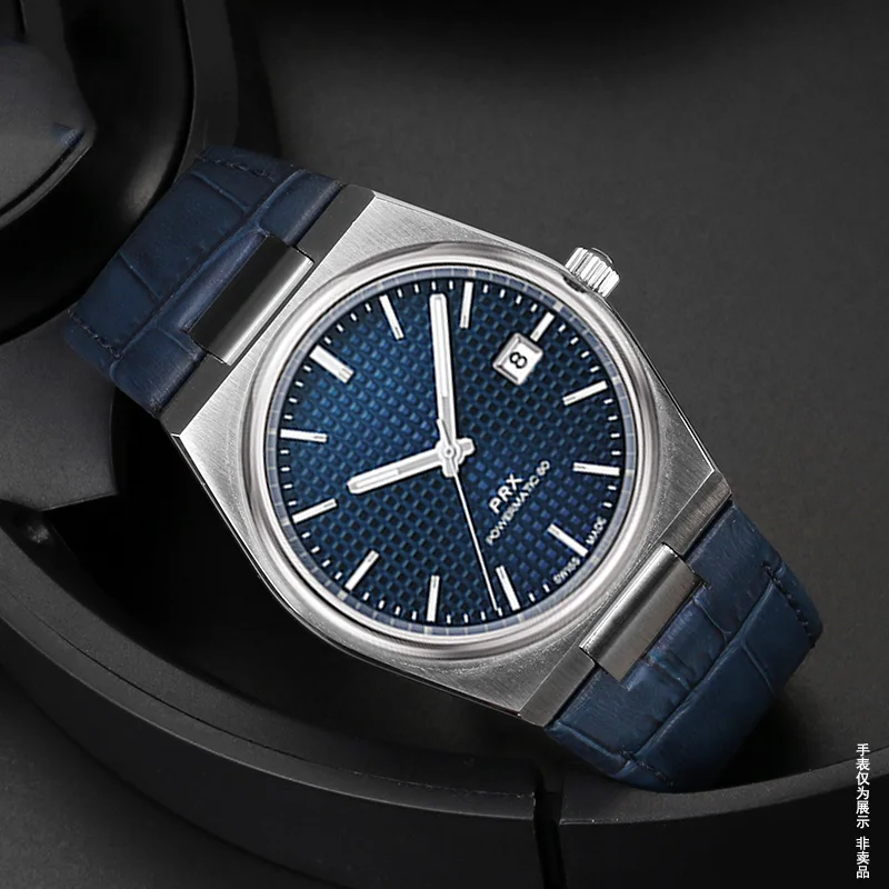 Bracelet en cuir véritable surélevé pour Tissot PRX Super Player T137.407/T137.410 - Bracelet à dégagement rapide de 12 mm avec boucle