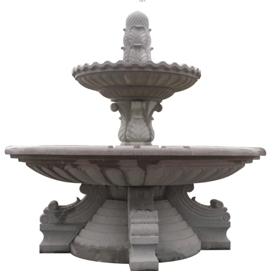 Marble Sculpture Outdoor Garden  Antique Limestone Garden Decoration Large Stone Lion Water Fall Fountain