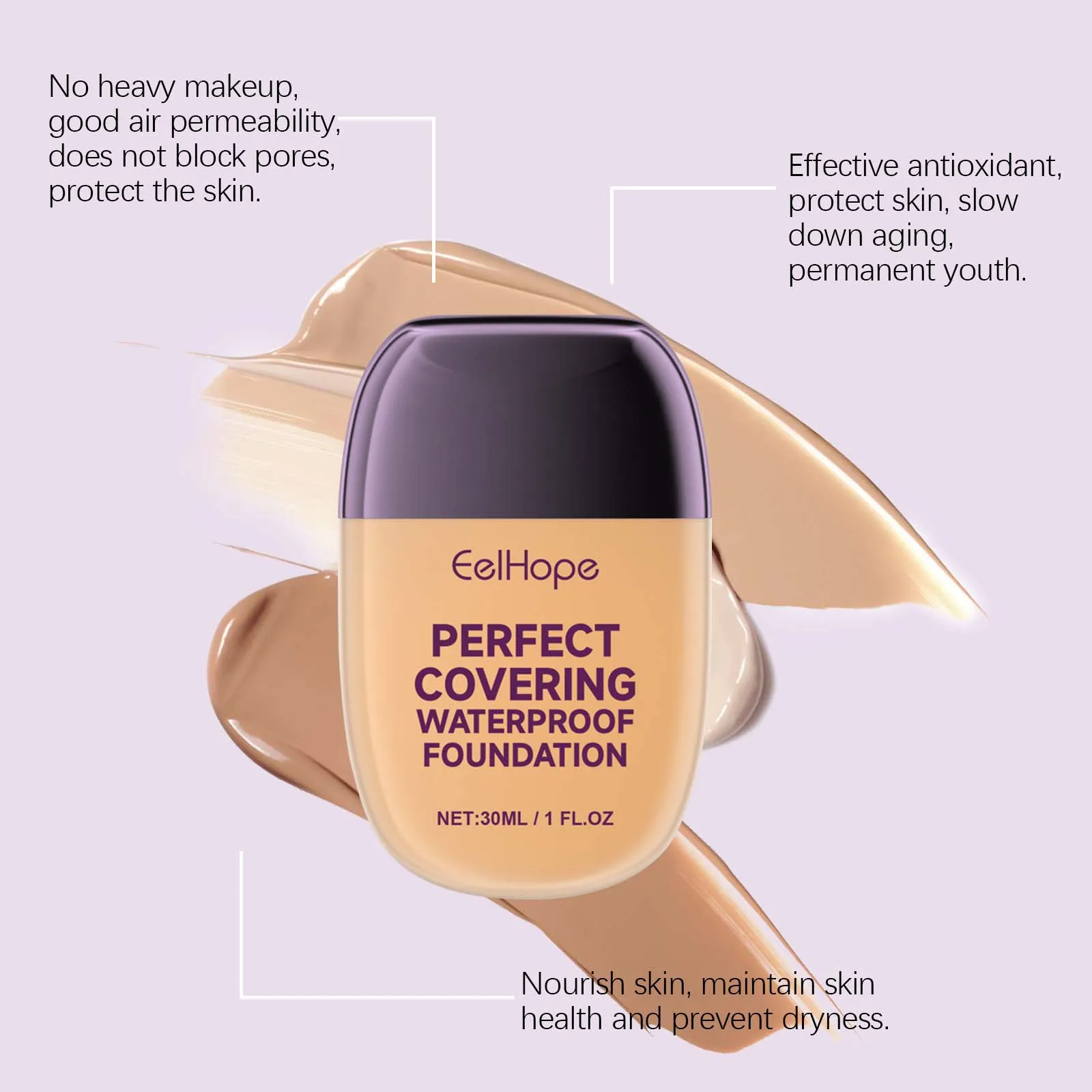 EELHOE 30ML Ivory White Concealer Foundation Full Face Long-lasting Cover Dark Circle Brighten Matte BB Cream Waterproof Makeup