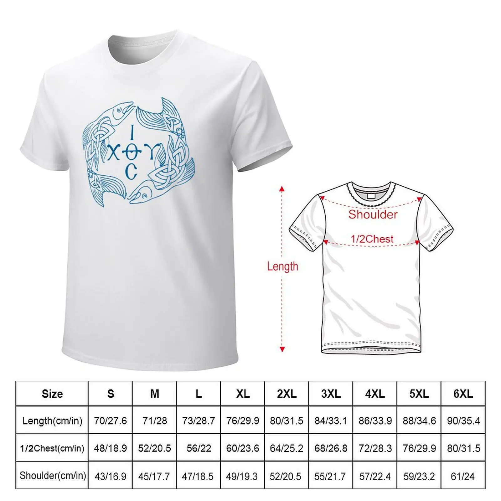 Blue Ichthys - Ιχθυ? - Jesus Christ Son of God Saviour T-Shirt customs Blouse sports fans summer clothes Men's t-shirts