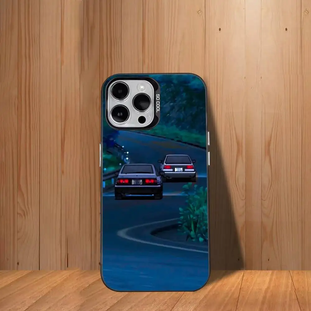 حافظة هاتف I-Initials D Anime لهاتف iPhone 17,16,15,14,13,12,11,Mini,Pro,SE,MAX غطاء أبيض غير لامع مقاوم للصدمات