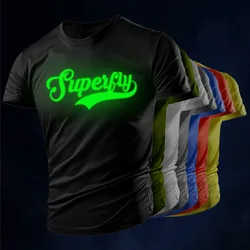 2024 New glow-in-the-dark letter short sleeve Adult T Shirt 2D printed Quick Drying tops Summer casual Comfort T shirt